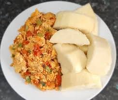 Boiled/Fried Yam with Egg Sauce